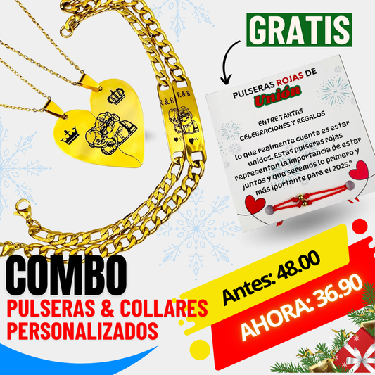 COMBO PULSERAS + COLLARES + 🍫 CHOCOLATES INCLUIDOS 😍GRATIS😍 Obsequio en tu primera compra